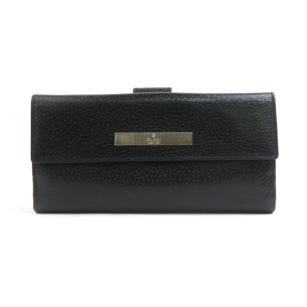 Gucci Bi fold long wallet leather black silver